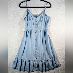 635-Love Tree Sky‎ Blue Button-Down Dress